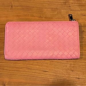 Bottega Veneta Interciato Pink Wallet